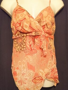 Fashion Bug Coral Floral Sheer Cami #0117